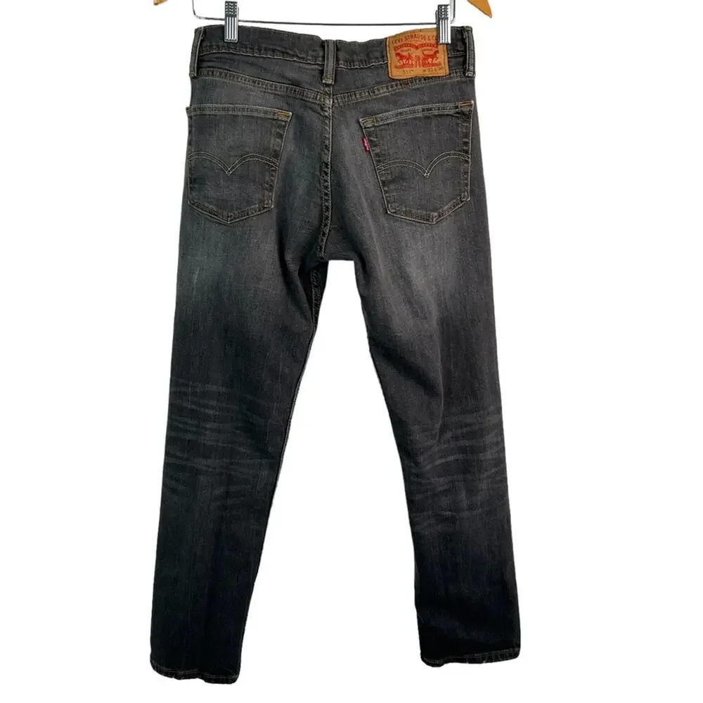 Levi’s 511 Black Charcoal Distressed Slim Fit Jean size W30 x L33